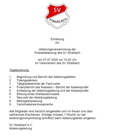 Abteilungsversammlung Fußball