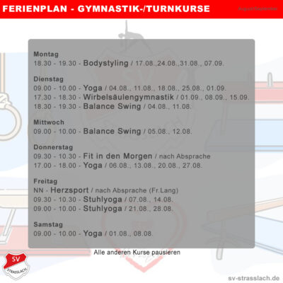Ferienplan – Gymnastikkurse